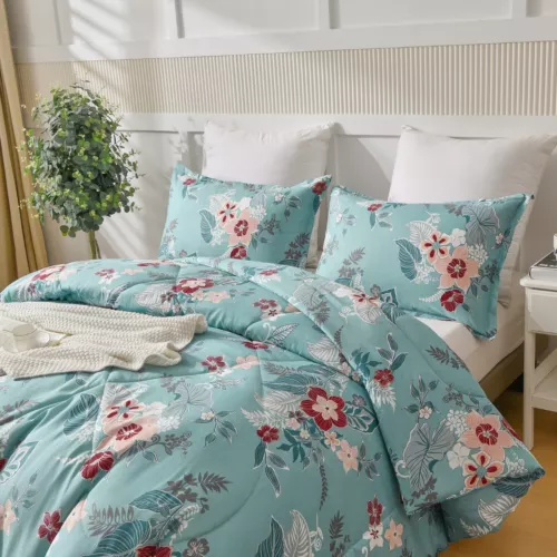 Shatex Boho Comforter Sets Soft Floral Bedding Sets with Pillow Shams T/Q/K Size - Picture 13 of 21