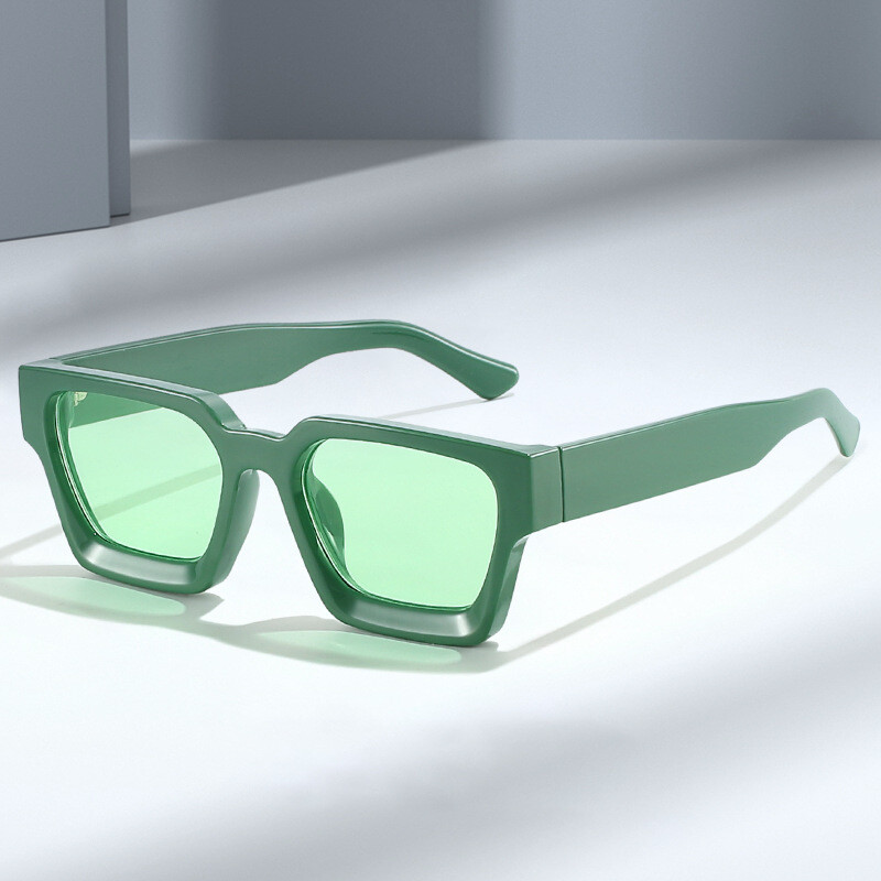 Thick Square Sunglasses Men Women Retro Chunky Rectangle  display picture 1