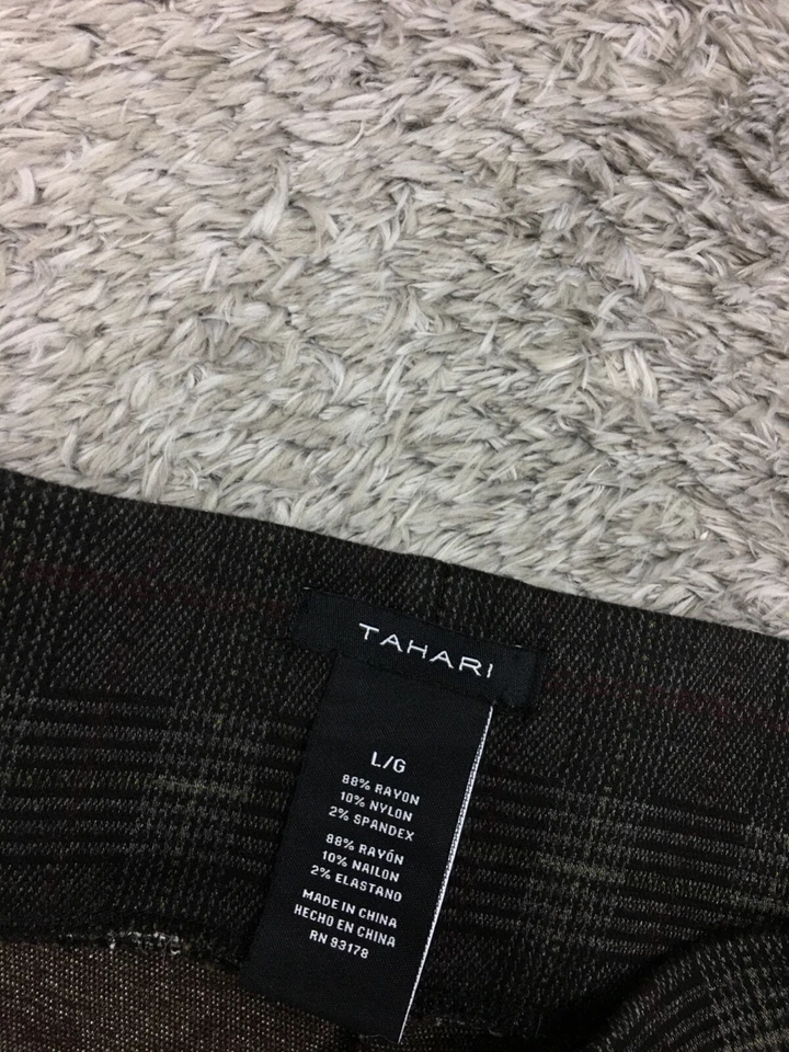 Tahari Leggings Womens Size Large Gray Plaid Skinny Rayon Stretch - Image 4 of 4