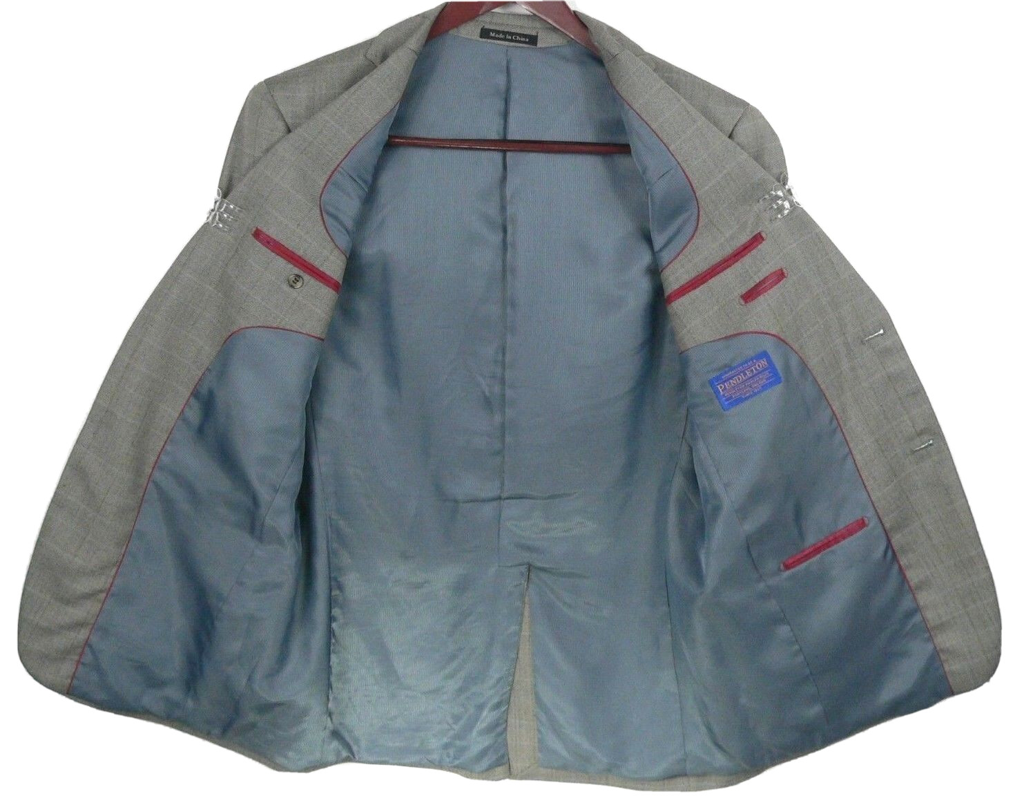 Pendleton Herringbone Blazer Windowpane Gray Wool… - image 3