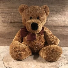 WALMART GOLDEN BROWN TEDDY BEAR PURPLE SNOWFLAKE PATTERN BOW PLUSH ANIMAL