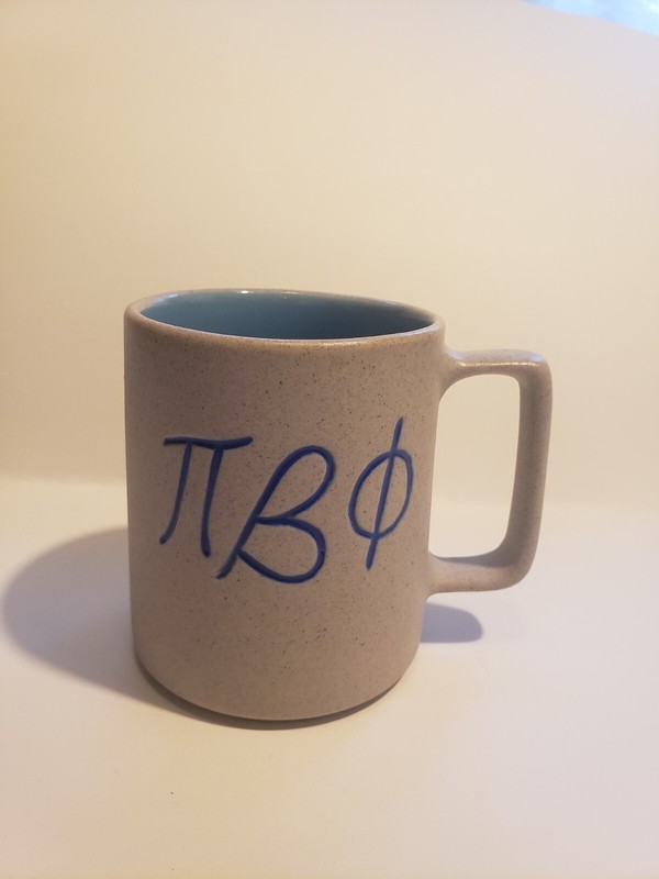 Vintage Pigeon Forge Pottery Pi Beta Phi Sorority Mug , Beige And Blue ,made In