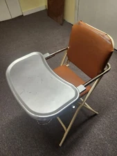 Vintage Foldable Cosco baby High Chair metal tray Brown Seat Mid Century