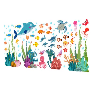  Ocean Decor Turtle Octopus Delphin Wandaufkleber PVC-Wandaufkleber