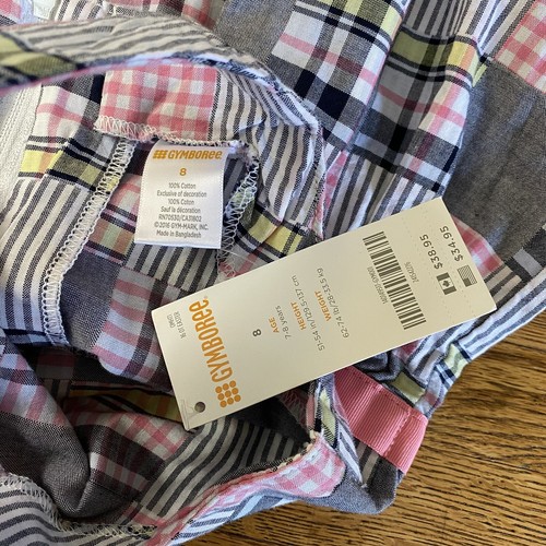 Gymboree Girls Tank Dress Size 8 Pink Gray Plaid 100% Cotton Zip Back Bow New - Picture 7 of 11