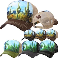 TRUCKER HAT CACTUS Baseball Cap Adjustable Mesh Snapback Animal Desert