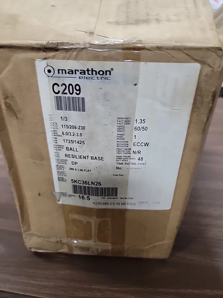 Marathon C209 Electric Motor 1/3 HP 1800 Rpm 1PH 115/208-230 Volt 48 Frame - Image 2 of 3