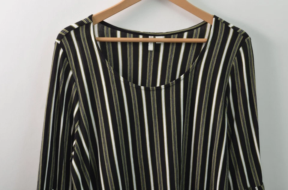 Top túnica Cato para mujer 18/20 W 2X algodón modal negro manga acampanada Foto 2 de 4