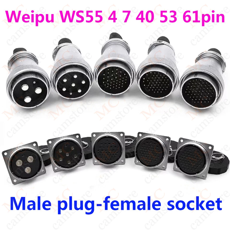 MCCAMSTORE WEIPU WS55 4，7，40，53，61pin power cable connector, Panel Mount Aviation Connector