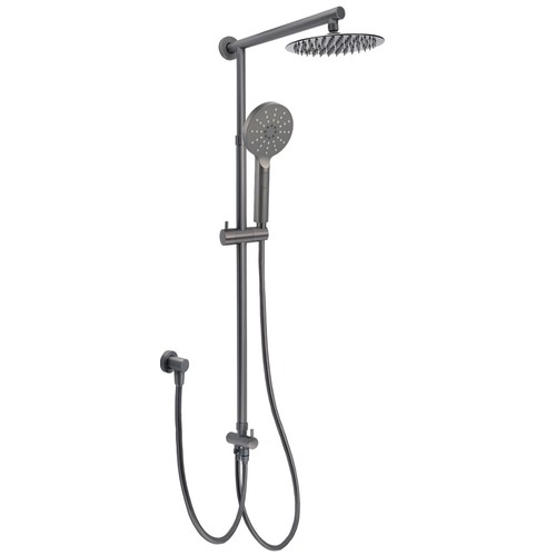 WELS Gun Metal Kitchen Basin Mixer Tap Spout Shower Head Set Rail Wall Arm Drain - Picture 135 of 240