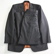 Jos A Bank 40R 33x32 Black Herringbone Joseph 100 Wool Mens Jacket Pants Suit