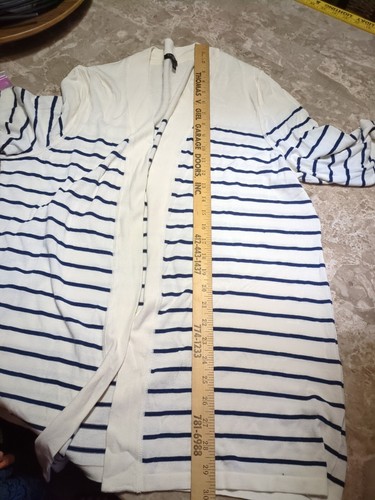 Talbots Striped Open Front Cardigan Womens Plus Size 1X Ivory Navy Striped - Picture 5 of 5