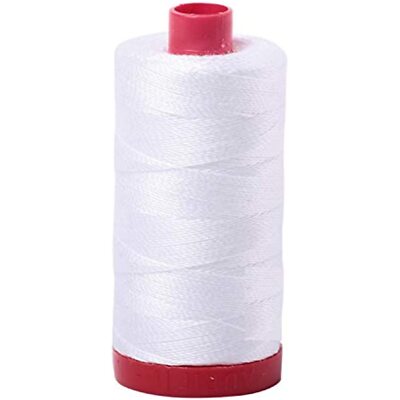 Aurifil Mako Cotton 12 Weight 2 Ply Large Spool 386 Yards 325 Meters White