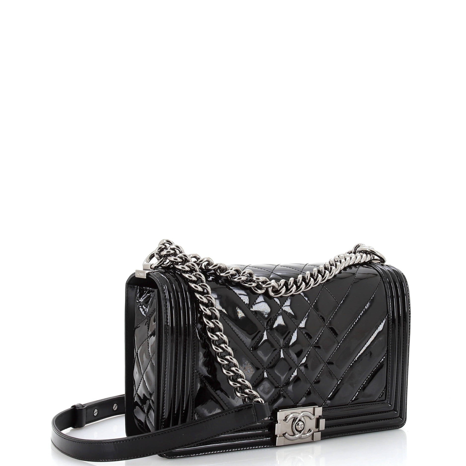 Chanel Reverso Boy Flap Bag Patent New Medium - Gem