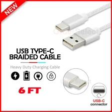 6FT USB Type-C Thick FAST Charger Cable Cord for Phone Blackview A95/ Oscal C80