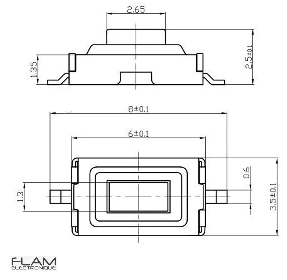 2x Micro switch rupteur 3,5 x 6 x 2,5mm Button Touch switch Contact SMD 2 pins - Photo 2/4