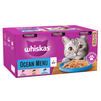 Whiskas Wet Cat Food Adult Ocean Menu In Jelly Tins x 400g