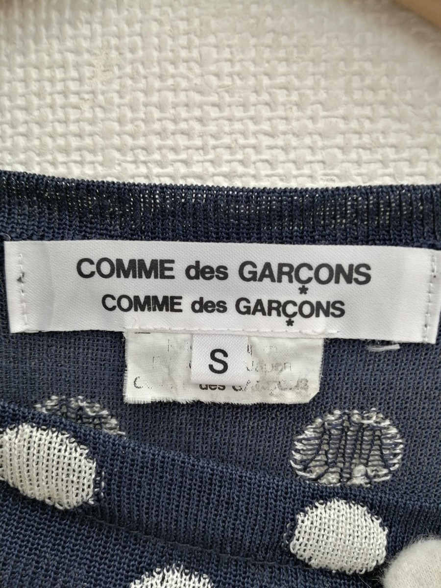 COMME DES GARCONS Navy Dot Border Knit Top Size S | eBay