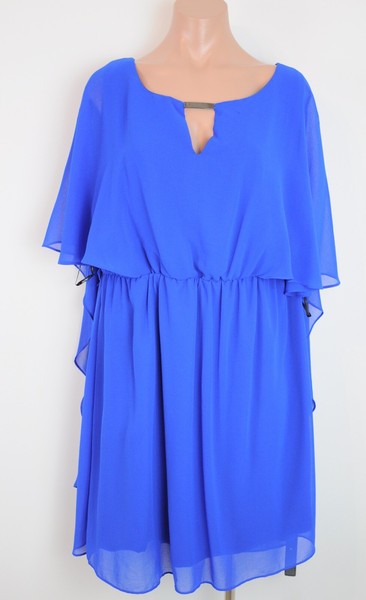 City Chic Dress Womens Plus Size Small Blue Elastic Waist belted Kaftan