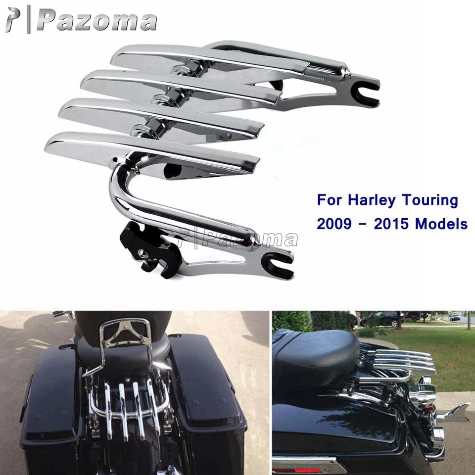 Portaequipajes desmontable cromado Stealth para Harley Touring Road King Street Glide Foto 2 de 4