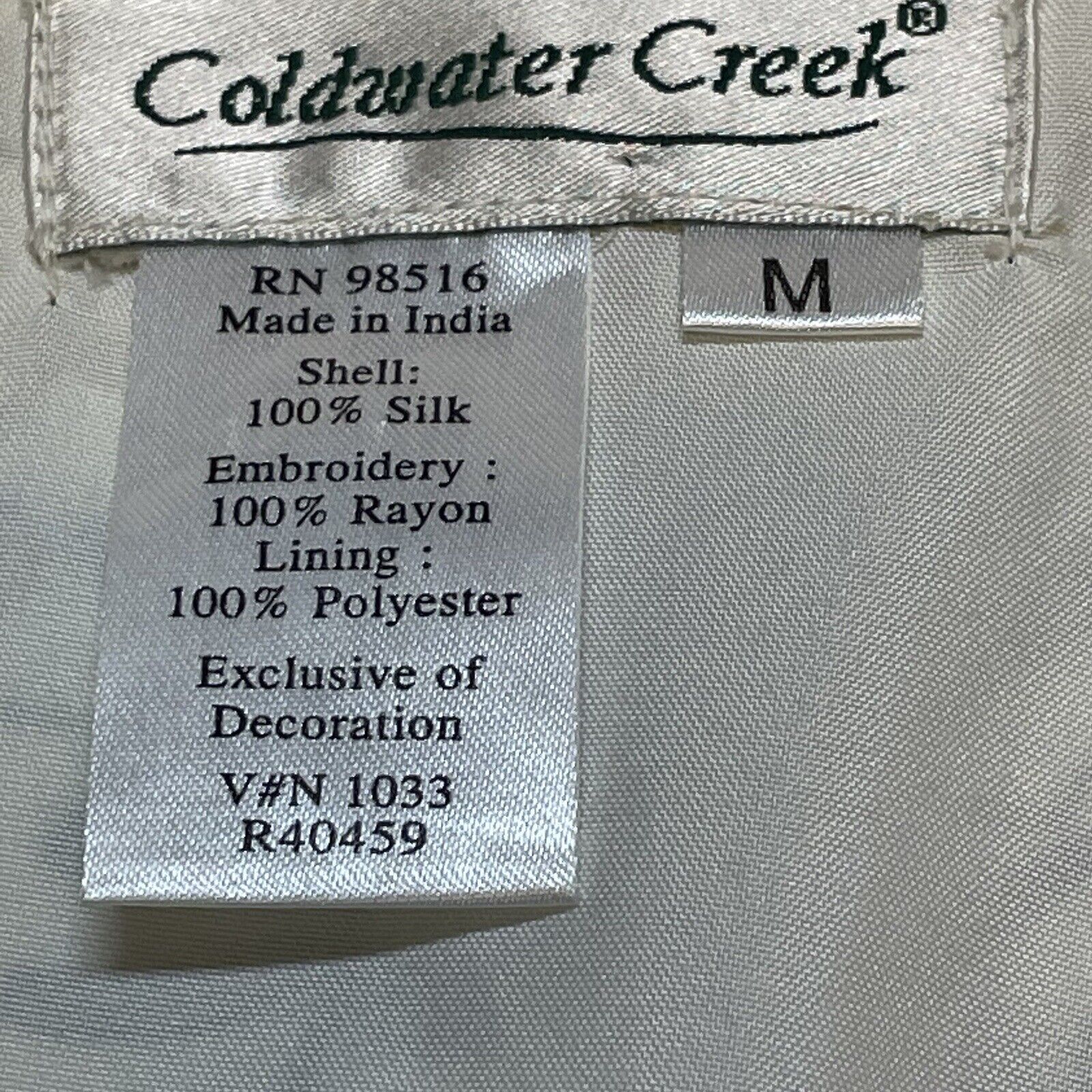 Coldwater Creek M Cream Silk Jacket/Camisole Set … - image 11