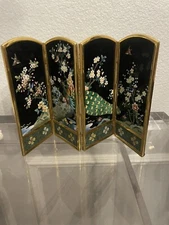 Japanese Inaba Cloisonne Table Screen with Birds and Flowers