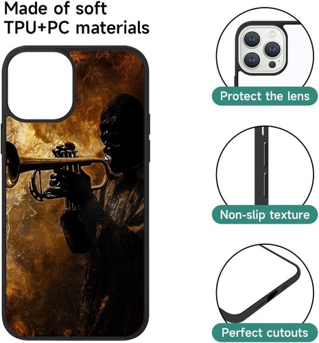 Jazz music trumpet Poster Lightweight Cover For iPhone SE XS XR Max 5 6 7 8 Plus - Picture 24 of 25