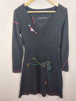 Dislay Design Damen-Strickkleid mit Rosendesign Größe M (156-36)