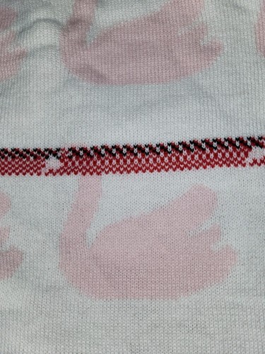 Pink White Swan Baby Blanket Sweater Knit Red Beak 40x34" - Picture 13 of 13