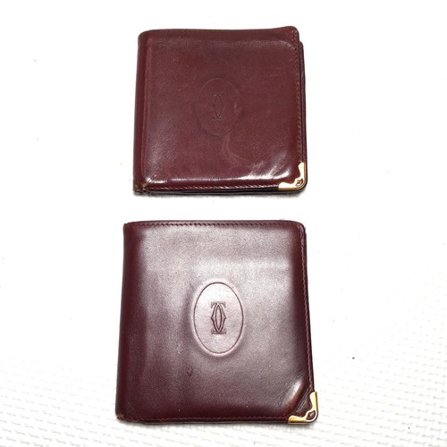 Cartier Must Line Bifold Wallet Leather Bordeaux Lot of 2 Used Authentic ps2606-