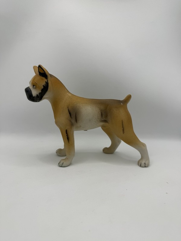 Vintage Bone China Boxer Dog Figurine, Made In Japan, Beautiful Features
