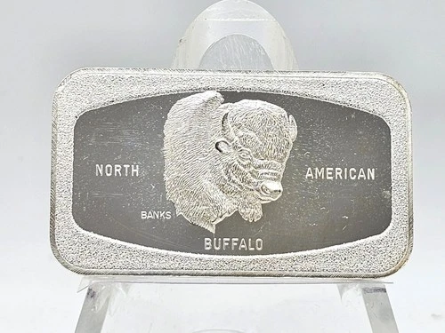 1oz .999 Fine Silver Western Mint "North American Buffalo" Art Bar **VINTAGE**