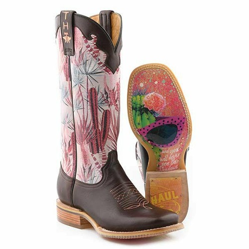 Botas para mujer Tin Haul Pinktalicious suela tonos cactus hechas a mano marrón - Imagen 1 de 3