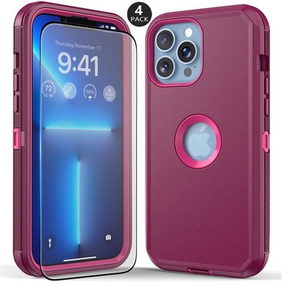 For iPhone 12 Pro Max/12/12 Pro Case Heavy Duty Rubber Cover / Screen Protector