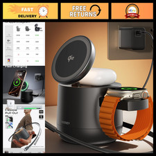 4-in-1 Magnetic Wireless Charging Station, 15W Fast Charger for iPhone, Apple Wa