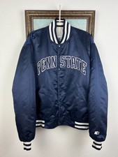 Vintage 90's Starter Penn State Nittany Lions Satin Bomber Jacket Blue Mens 2XL