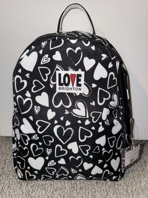 NEW Brighton Endless Love Backpack Black White Heart Pattern Retail Price $150