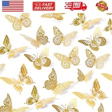 3D Butterfly Wall Decor - 48 Pcs, 4 Styles, 3 Sizes, Gold Butterfly Decoratio...