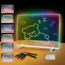 Led Drawing Board with Highlighter 7 Pcs,,13.7"X10" 6  6 Modes & 8 Colors