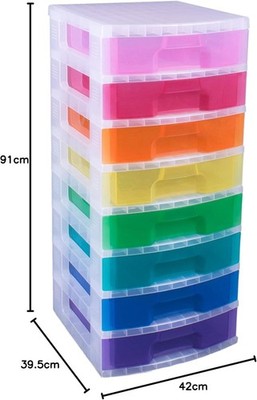 Really Useful Kunststoff Aufbewahrungsbox Aufbewahrungsturm 8x9,5 Liter klarer Rahmen