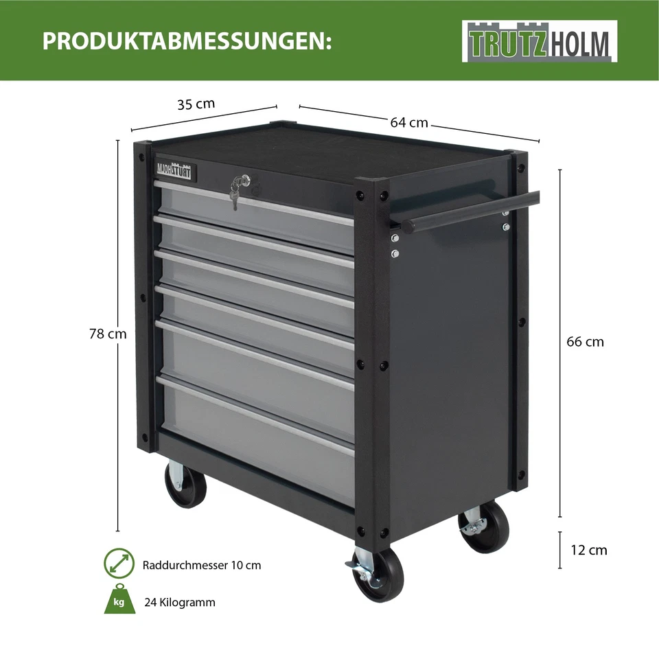 Werkzeugwagen Rollcontainer Werkstattwagen 72 x 66 cm 6 Schubladen grau B-Ware - Bild 3 von 4