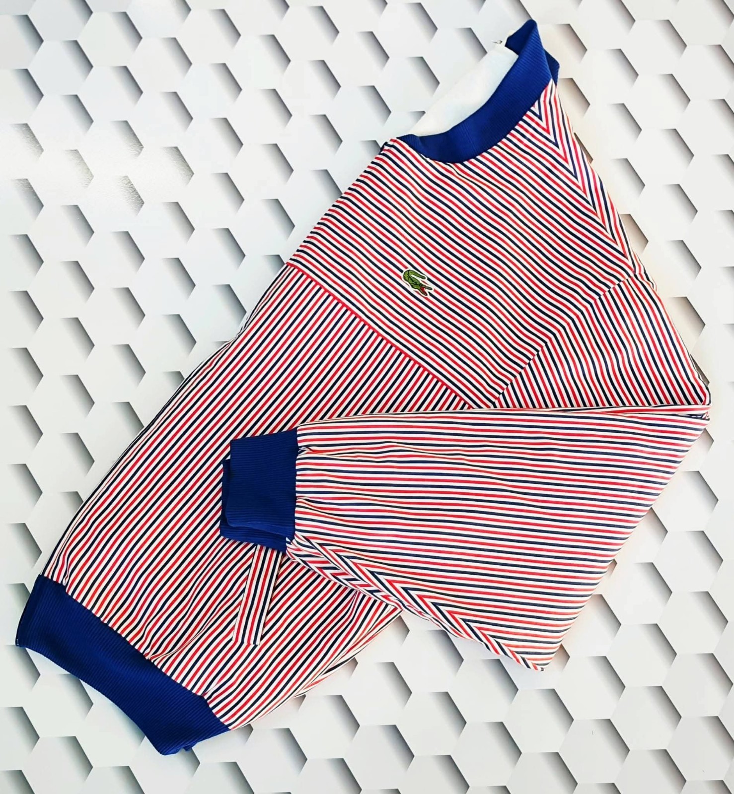 Chemise Lacoste Tennis Jacket Candy Stripe Design 80s Vintage Original XXL VGC image 7