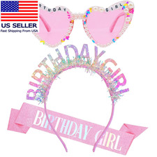 Colourful Headband Birthday Girls Glasses Sash Tiara Crown for Women