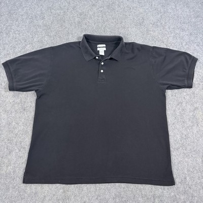 Van Heusen Short Sleeve Polo Shirt Fits Men's Size Large Black 100% Pima Cotton