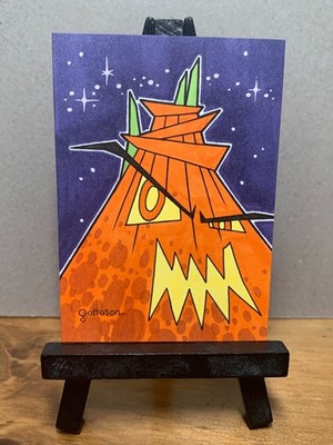ACEO Original Art | Space Mountain | Disneyland | Jack-o'-lantern