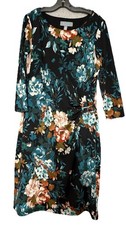 b-slim NY Collection Women  s Medium Black Floral Print Women's Dress Long Sleeve