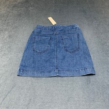 Harper Heritage Mini Skirt Womens XS Blue Denim Medium Wash Side Button Casual