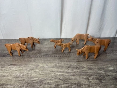 Vintage 1976 Playmobil lot of  7 Cows Farm Animal Toy Figures