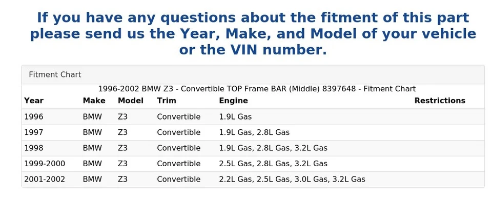BMW Z3 1996-2002 - Convertible cuadro superior barra (centro) 8397648 Foto 4 de 4