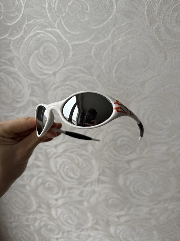 Gafas de sol Oakley Eye Jacket Flames Prizm de colección blancas plateadas Y2K Gorpcore raras Foto 4 de 4